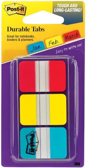 Sticky Tabs, 1 in. x 1.5 in., 3 Pads of Book Tabs in Assorted Primary Colors for Bookmarking, Annotating, Reading, and Reminders, Blue, Yellow, and Red Colors (36 Total Count) Sticky Tabs, 1 in. x 1.5 in., 3 Pads of Book Tabs in Assorted Primary Colors for Bookmarking, Annotating, Reading, and Reminders, Blue, Yellow, and Red Colors (36 Total Count)