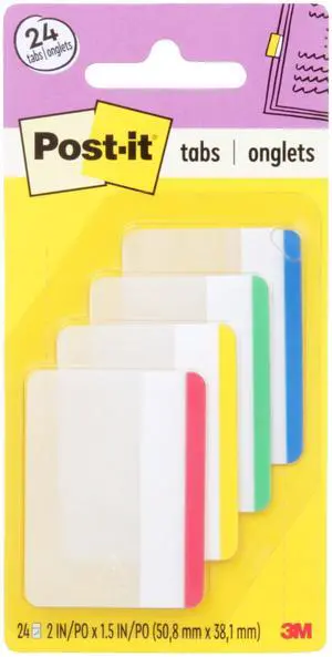 Sticky Tabs, 2 in. x 1.5 in., 4 Pads of Book Tabs in Assorted Primary Colors for Bookmarking, Annotating, Reading, and Reminders, Red, Yellow, Green, and Blue Colors (24 Total Count) Sticky Tabs, 2 in. x 1.5 in., 4 Pads of Book Tabs in Assorted Primary Colors for Bookmarking, Annotating, Reading, and Reminders, Red, Yellow, Green, and Blue Colors (24 Total Count)