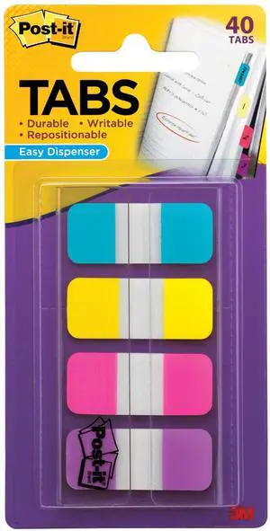 Sticky Tabs, .625 in. x 1.5 in., 4 Pads of Book Tabs in Assorted Bright Colors for Bookmarking, Annotating, Reading, and Reminders, Pink, Purple, Yellow, and Blue Colors (40 Total Count) Sticky Tabs, .625 in. x 1.5 in., 4 Pads of Book Tabs in Assorted Bright Colors for Bookmarking, Annotating, Reading, and Reminders, Pink, Purple, Yellow, and Blue Colors (40 Total Count)