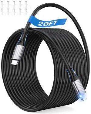 20ft USB C Cable 60W 45W Heavy Duty Cable for Power Station Black 20ft USB C Cable 60W 45W Heavy Duty Cable for Power Station Black