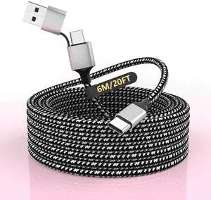 20FT Extra Long USB-C iPhone 15/16 Long Charger Cable,6M 3-in-1 60W USB-C+USB-A to Type-C Nylon Braided Sync Data Charging Cord for Apple iPhone 16 15 Pro Max Plus,iPad Pro,Android,Samsung,Pixel 20FT Extra Long USB-C iPhone 15/16 Long Charger Cable,6M 3-in-1 60W USB-C+USB-A to Type-C Nylon Braided Sync Data Charging Cord for Apple iPhone 16 15 Pro Max Plus,iPad Pro,Android,Samsung,Pixel
