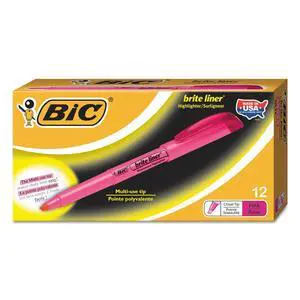 Brite Liner Grip Fluorescent Highlighter, Chisel Tip, Pink, (12 Count, Pack of 1) Brite Liner Grip Fluorescent Highlighter, Chisel Tip, Pink, (12 Count, Pack of 1)