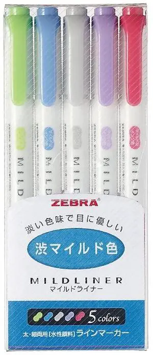 MILD LINER, Double Sided Highlighter Noble Color, 5 Set (WKT7-5C-NC) MILD LINER, Double Sided Highlighter Noble Color, 5 Set (WKT7-5C-NC)