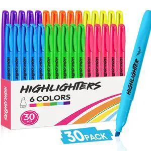 30 Pack Highlighters Assorted 6 Colors, Chisel Tip Markers with Smooth Quick-Drying Ink, Broad & Precise Lines for Notes, Ideal for School and Office Supplies 30 Pack Highlighters Assorted 6 Colors, Chisel Tip Markers with Smooth Quick-Drying Ink, Broad & Precise Lines for Notes, Ideal for School and Office Supplies