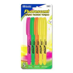 Neon Highlighter Assorted Color Pen Style, Chisel Tip Broad Fine Line Highlighters, Unscented Highlighting Coloring Marker (5/Pack), 1-Pack Neon Highlighter Assorted Color Pen Style, Chisel Tip Broad Fine Line Highlighters, Unscented Highlighting Coloring Marker (5/Pack), 1-Pack