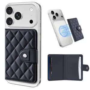 Compatible with Magsafe Wallet Magnetic 4-Card Holder, Magnetic Wallet for iPhone, RFID Blocking, Diamond Quilting Leather, Slim for iPhone 17/16/15/14/13/12 Series, Not for 13/12 Mini, Blue Compatible with Magsafe Wallet Magnetic 4-Card Holder, Magnetic Wallet for iPhone, RFID Blocking, Diamond Quilting Leather, Slim for iPhone 17/16/15/14/13/12 Series, Not for 13/12 Mini, Blue