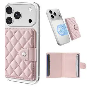Compatible with Magsafe Wallet Magnetic 4-Card Holder, Pink Compatible with Magsafe Wallet Magnetic 4-Card Holder, Pink