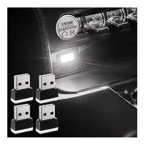 4 PCS USB LED Car Interior Atmosphere Lamp, Plug-in USB Decor Night Light, Portable Auto Ambient Lighting Kit, Universal Vehicle Interior Accessories for Most Cars (White) 4 PCS USB LED Car Interior Atmosphere Lamp, Plug-in USB Decor Night Light, Portable Auto Ambient Lighting Kit, Universal Vehicle Interior Accessories for Most Cars (White)