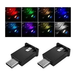 2 PCS USB Type C LED Ambient Light, 8 Colors RGB LED Car Atmosphere Lamp Adjustable Brightness Light, 5V Plug-in USB Ambient Lamp Interior Decoration for Vehicle Home Office 2 PCS USB Type C LED Ambient Light, 8 Colors RGB LED Car Atmosphere Lamp Adjustable Brightness Light, 5V Plug-in USB Ambient Lamp Interior Decoration for Vehicle Home Office