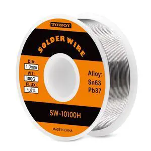 63-37 High Purity Tin Lead Rosin Core Solder Wire for Electrical Soldering, Content 1.8% Solder flux (1.0mm, 100g) 63-37 High Purity Tin Lead Rosin Core Solder Wire for Electrical Soldering, Content 1.8% Solder flux (1.0mm, 100g)