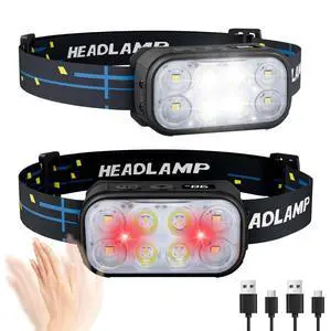 Headlamp Rechargeable 2 Pack, Super Bright LED Head Lamp, 1500 Lumen, 12 Modes, Motion Sensor, Waterproof Head Lights for Forehead for Camping, Running, Fishing, Climbing Headlamp Rechargeable 2 Pack, Super Bright LED Head Lamp, 1500 Lumen, 12 Modes, Motion Sensor, Waterproof Head Lights for Forehead for Camping, Running, Fishing, Climbing