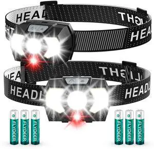 Headlamp 2 Pack,1500 Lumen Bright LED Head Lamp with 7 Modes, Head Lights for Forehead with Red Light, IPX5 Waterproof Head Light for Adults and Kids Camping Running, 6AAA Batteries Included Headlamp 2 Pack,1500 Lumen Bright LED Head Lamp with 7 Modes, Head Lights for Forehead with Red Light, IPX5 Waterproof Head Light for Adults and Kids Camping Running, 6AAA Batteries Included