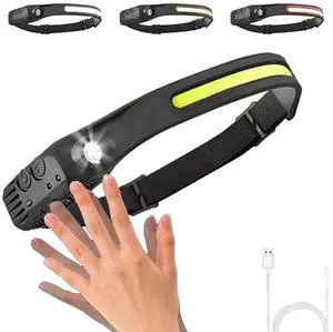 Headlamp Rechargeable, 230° Wide Beam Head Lamp LED with Motion Sensor for Adults Camping Accessories Gear, Waterproof 7Mode Bright Headlamps for Hiking, Running, Repairing, Fishing, Cycling Headlamp Rechargeable, 230° Wide Beam Head Lamp LED with Motion Sensor for Adults Camping Accessories Gear, Waterproof 7Mode Bright Headlamps for Hiking, Running, Repairing, Fishing, Cycling
