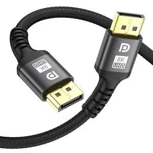 8K DisplayPort 1.4 Cable 6ft, 32.4Gbps High Bandwidth, 8K@60Hz, 4K@144Hz, 2K@240Hz, HDR, FreeSync & G-Sync Compatible 8K DisplayPort 1.4 Cable 6ft, 32.4Gbps High Bandwidth, 8K@60Hz, 4K@144Hz, 2K@240Hz, HDR, FreeSync & G-Sync Compatible