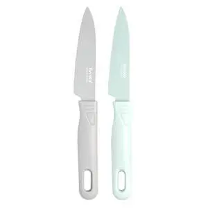Paring Knife Set of 2 Stainless Steel 8 Inch Kitchen Knives with Protective Blade Cover, Sharp Small Comfort Grip Handle Paring Knife Set for Cutting Slicing Dicing, Blue Haze & Oyster Gray Paring Knife Set of 2 Stainless Steel 8 Inch Kitchen Knives with Protective Blade Cover, Sharp Small Comfort Grip Handle Paring Knife Set for Cutting Slicing Dicing, Blue Haze & Oyster Gray
