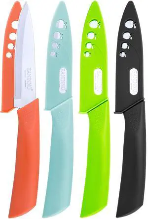 Paring Knife, 4 inch Kitchen Knives Set with Cover Small Knife for Fruit Peeling Vegetable Stainless Steel with Sheath Ergonomic Handle Paring Knife, 4 inch Kitchen Knives Set with Cover Small Knife for Fruit Peeling Vegetable Stainless Steel with Sheath Ergonomic Handle