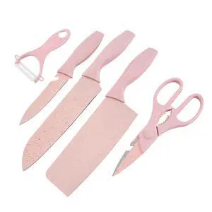 Boxed Kitchen Knife Set Block Wheat Straw blades Nonstick for Kitchen Cutting Meat Scissors Ceramic Peeler for Slicing Paring Fruits Vegetables Boxed Kitchen Knife Set Block Wheat Straw blades Nonstick for Kitchen Cutting Meat Scissors Ceramic Peeler for Slicing Paring Fruits Vegetables