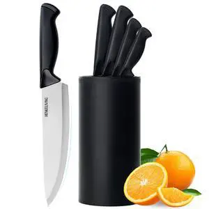 Knife Set, 6-Piece Kitchen Knife Set, German High Carbon Stainless Steel, Durable & Easy Clean Knife Block, Black Knife Set, 6-Piece Kitchen Knife Set, German High Carbon Stainless Steel, Durable & Easy Clean Knife Block, Black