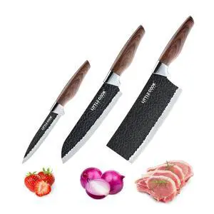 3PCS Chef Knife, Little Cook Chef Knife Set, Includes 7 inch Chef Knife, 7 inch Cleaver Knife and 4.5 inch Boning Knife, Premium Stainless Steel With Ergonomic Plastic Handle (Blackening technique) 3PCS Chef Knife, Little Cook Chef Knife Set, Includes 7 inch Chef Knife, 7 inch Cleaver Knife and 4.5 inch Boning Knife, Premium Stainless Steel With Ergonomic Plastic Handle (Blackening technique)