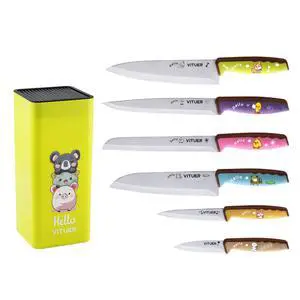 Knife Set, 7PCS Stainless Steel Kitchen Knife Block Set, Dishwasher Safe (Stylish Animal Characters) Knife Set, 7PCS Stainless Steel Kitchen Knife Block Set, Dishwasher Safe (Stylish Animal Characters)