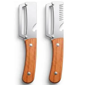 2 Pcs Multi-Functional Vegetable Peeler, Stainless Steel Thickened Fruit Peeler Knife with Wooden Handle & Bottle Opener, 2-in-1/3-in-1 Kitchen Tool for Home Cooking 2 Pcs Multi-Functional Vegetable Peeler, Stainless Steel Thickened Fruit Peeler Knife with Wooden Handle & Bottle Opener, 2-in-1/3-in-1 Kitchen Tool for Home Cooking