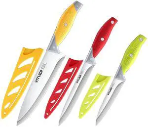 Chef Knife, 3PCS Kitchen Knife, Multicolor Stainless Steel Sharp Chef Knife Set (3Pack, Yellow, Red, Green) Chef Knife, 3PCS Kitchen Knife, Multicolor Stainless Steel Sharp Chef Knife Set (3Pack, Yellow, Red, Green)