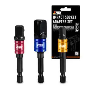 3-Pcs CR-MO Impact Socket Adapter Set, 1/4" Hex Shank to 1/4", 3/8", 1/2" Drive, Drill Nut Driver Bit Extensions for Impact Driver, Power Drill, Electric Screwdriver and Ratchet 3-Pcs CR-MO Impact Socket Adapter Set, 1/4" Hex Shank to 1/4", 3/8", 1/2" Drive, Drill Nut Driver Bit Extensions for Impact Driver, Power Drill, Electric Screwdriver and Ratchet
