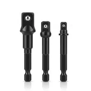 3 Pcs Impact Socket Adapter Set, 1/4", 3/8", 1/2" Drive Hex Nut Driver Bit 3 Pcs Impact Socket Adapter Set, 1/4", 3/8", 1/2" Drive Hex Nut Driver Bit