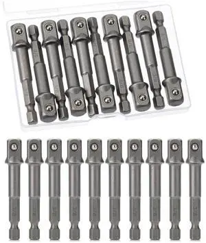 Impact Adapter Square Socket Set, 10 pcs, 3/8" Square Tip, Drill Socket Adapter Set, Hex Impact Socket Adapter Set, Socket Adapter for Drill, 1/4" Hex Shank Impact Driver Socket Adapter Impact Adapter Square Socket Set, 10 pcs, 3/8" Square Tip, Drill Socket Adapter Set, Hex Impact Socket Adapter Set, Socket Adapter for Drill, 1/4" Hex Shank Impact Driver Socket Adapter