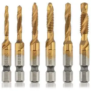 Combination Drill & Tap Bit Set, 6 pc SAE (6-32NC-1/4-20NC) Drill Bits Kit Combination Drill & Tap Bit Set, 6 pc SAE (6-32NC-1/4-20NC) Drill Bits Kit