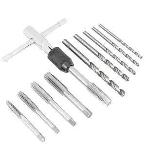 T-Handle Tap Wrench Kit with 5pcs M3 M4 M5 M6 M8 Machine Thread Taps Set Tapping Threading Tool Set + 5pcs Twist Drill Bit Set T-Handle Tap Wrench Kit with 5pcs M3 M4 M5 M6 M8 Machine Thread Taps Set Tapping Threading Tool Set + 5pcs Twist Drill Bit Set