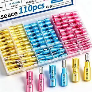 110PCS Heat Shrink Bullet Connectors Assortment Kit 22-10AWG Waterproof Bullet connectors Heat Shrink Female&Male Terminal for Automotive Boat Stereo Industrial Equipment 110PCS Heat Shrink Bullet Connectors Assortment Kit 22-10AWG Waterproof Bullet connectors Heat Shrink Female&Male Terminal for Automotive Boat Stereo Industrial Equipment