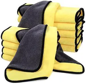 10 Pack Premium Microfiber Towels for Cars - Coral Velvet Ultra-Soft Super Absorbent Drying Towels, Lint-Free Streak-Free Car Detailing Cloth, 11.8"x15.7" Yellow/Grey 10 Pack Premium Microfiber Towels for Cars - Coral Velvet Ultra-Soft Super Absorbent Drying Towels, Lint-Free Streak-Free Car Detailing Cloth, 11.8"x15.7" Yellow/Grey