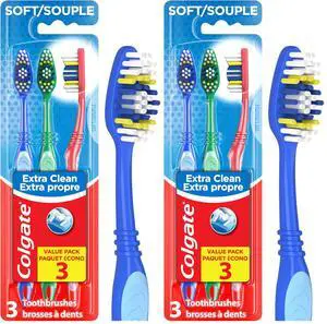 Extra Clean Toothbrush, Soft Toothbrush for Adults, 3 Count (Pack of 2) Extra Clean Toothbrush, Soft Toothbrush for Adults, 3 Count (Pack of 2)