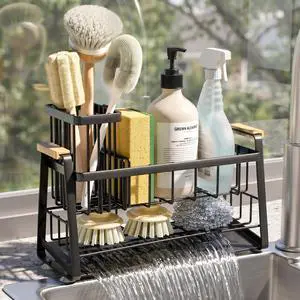2-Tier Sponge Holder for Kitchen Sink Caddy with Brush Holder 2-Tier Sponge Holder for Kitchen Sink Caddy with Brush Holder