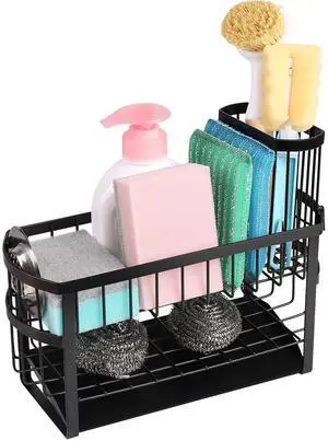 Kitchen Sink Caddy, 2-Tier Sponge Holder with Drain for Countertop Kitchen Sink Caddy, 2-Tier Sponge Holder with Drain for Countertop