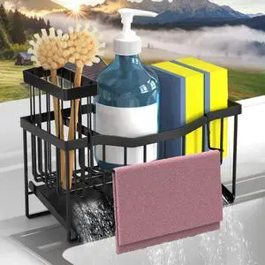 Sponge Holder for Kitchen Sink with Auto Draining Tray,Kitchen Sink Caddy Organizer with Rag Holder, Rustproof Stainless Steel Kitchen Organizers Soap Dispenser Storage Organize Sponge Holder for Kitchen Sink with Auto Draining Tray,Kitchen Sink Caddy Organizer with Rag Holder, Rustproof Stainless Steel Kitchen Organizers Soap Dispenser Storage Organize