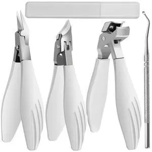 Nail Clippers for Thick Fingernails, Slant Straight Blade Toe Nail Clippers for Thick Toenails, Angled Head Large Toenail Clippers Set for Men Women Seniors, Wide Jaw Long Handle Nail Cutter - 5 Pack Nail Clippers for Thick Fingernails, Slant Straight Blade Toe Nail Clippers for Thick Toenails, Angled Head Large Toenail Clippers Set for Men Women Seniors, Wide Jaw Long Handle Nail Cutter - 5 Pack