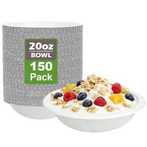 20 oz Disposable Paper Bowls 150 Pack Bulk for Salad Dessert Ice Cream Banquet Party Supplies 20 oz Disposable Paper Bowls 150 Pack Bulk for Salad Dessert Ice Cream Banquet Party Supplies