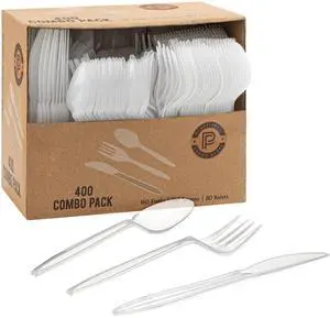 400 Pack Disposable Plastic Utensils Assorted Colored Cutlery Combo Set Forks Spoons Knives Silverware, Transparent Plastic Cutlery for Parties 400 Pack Disposable Plastic Utensils Assorted Colored Cutlery Combo Set Forks Spoons Knives Silverware, Transparent Plastic Cutlery for Parties