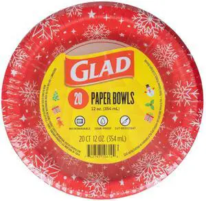 Holiday Disposable Paper Bowls, Red Snowflake, 12 Oz, 20 Count Holiday Disposable Paper Bowls, Red Snowflake, 12 Oz, 20 Count