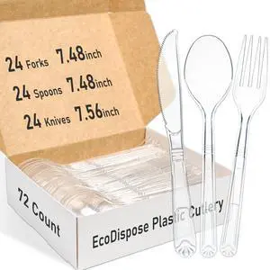 72 Count Heavy Duty Plastic Silverware, BPA-Free, Heat Resistant 72 Count Heavy Duty Plastic Silverware, BPA-Free, Heat Resistant