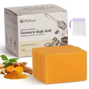 Kojic Acid Soap Dark Spot Remover, Honey Glow Turmeric Soap for Hyperpigmentation, with Kojic Acid, Turmeric, Shea Butter, Coconut Oil, Vitamin C, Skin Brightening for Face & Body, 3 Bars Kojic Acid Soap Dark Spot Remover, Honey Glow Turmeric Soap for Hyperpigmentation, with Kojic Acid, Turmeric, Shea Butter, Coconut Oil, Vitamin C, Skin Brightening for Face & Body, 3 Bars