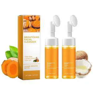 2 Pcs Turmeric Foaming Face Wash, Deep Cleaning Scrub Exfoliating Glow Wash Turmeric Facial Cleanser With Brush for All Skin. 2 Pcs Turmeric Foaming Face Wash, Deep Cleaning Scrub Exfoliating Glow Wash Turmeric Facial Cleanser With Brush for All Skin.