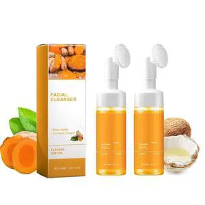2 Pcs Turmeric Brightening Facial Cleanser,Deep Cleansing Glow Wash Turmeric Face Foaming Wash with Brush for All Skin. 2 Pcs Turmeric Brightening Facial Cleanser,Deep Cleansing Glow Wash Turmeric Face Foaming Wash with Brush for All Skin.