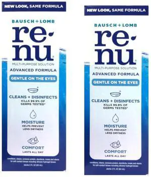 Renu Advanced Formula Multi-Purpose Solution, Gentle on Eyes, Cleans & Disinfects, Moisturizes for Comfort, Travel Size 2 fl oz (Pack of 2) Renu Advanced Formula Multi-Purpose Solution, Gentle on Eyes, Cleans & Disinfects, Moisturizes for Comfort, Travel Size 2 fl oz (Pack of 2)