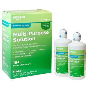 Multi-Purpose Contacts Solution - Premium Formula, Cleans, Disinfects, Removes Protein, for Silicone Hydrogel Lenses, 12 fl oz (Pack of 2) Multi-Purpose Contacts Solution - Premium Formula, Cleans, Disinfects, Removes Protein, for Silicone Hydrogel Lenses, 12 fl oz (Pack of 2)