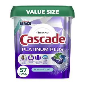 Platinum Plus Dishwasher Pods, Dishwasher Detergent, Dish Detergent Soap, Mountain, 57 Count Platinum Plus Dishwasher Pods, Dishwasher Detergent, Dish Detergent Soap, Mountain, 57 Count