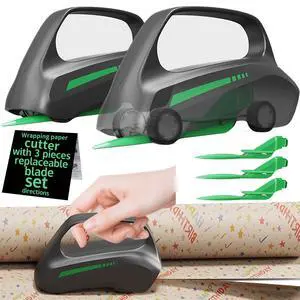 2PC Wrapping Paper Cutter with 3 Replaceable Blades, Car Design Cutter Dispenser Tool Adapt for Any Diameter Gift Wrapping Paper Roll, Cutting Efficient Straight Easily & Safely on Halloween Christmas 2PC Wrapping Paper Cutter with 3 Replaceable Blades, Car Design Cutter Dispenser Tool Adapt for Any Diameter Gift Wrapping Paper Roll, Cutting Efficient Straight Easily & Safely on Halloween Christmas