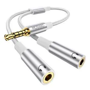 3.5mm TRRS Headphone Splitter, 3.5mm AUX Jack Cable 1 in 2 Out 3.5mm TRRS Headphone Splitter, 3.5mm AUX Jack Cable 1 in 2 Out